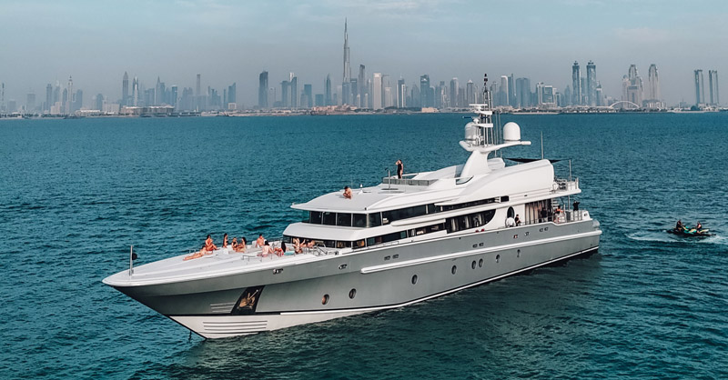 Yacht rental with jacuzzi Elite Ocean Fast X 165 Mega Pool dubai marina